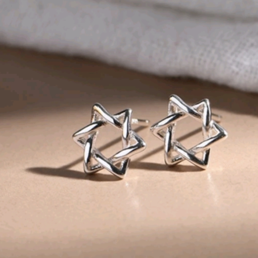 Braided Star of David Posts Sterling Silver plated